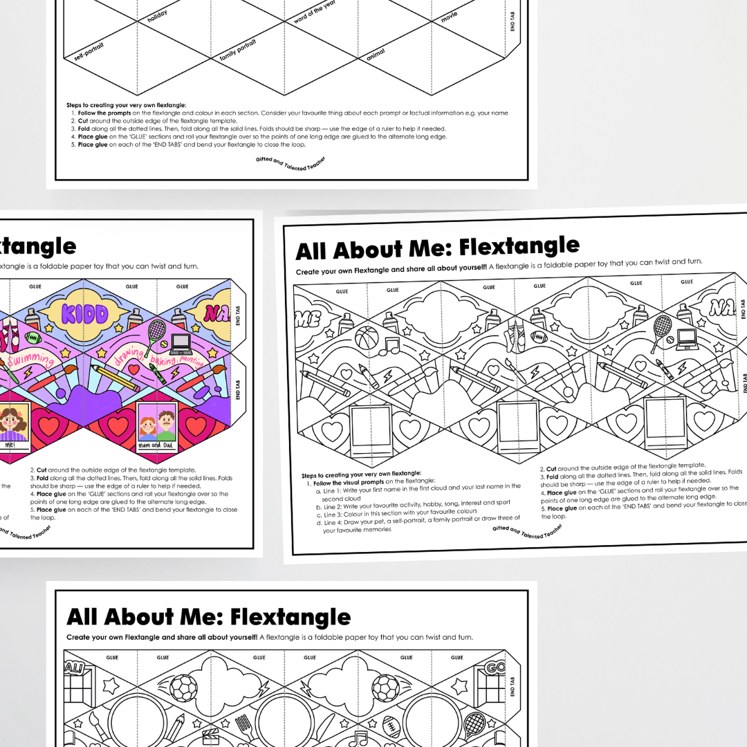 Flextangle and Kaleidocycle Origami Paper Toy - All About Me Classroom Activity