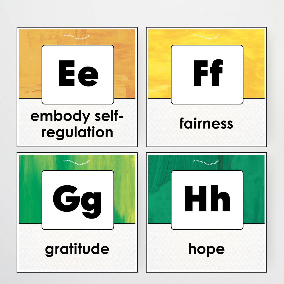 A-Z Character Strengths - Australian Fauna and Flora Classroom Decor