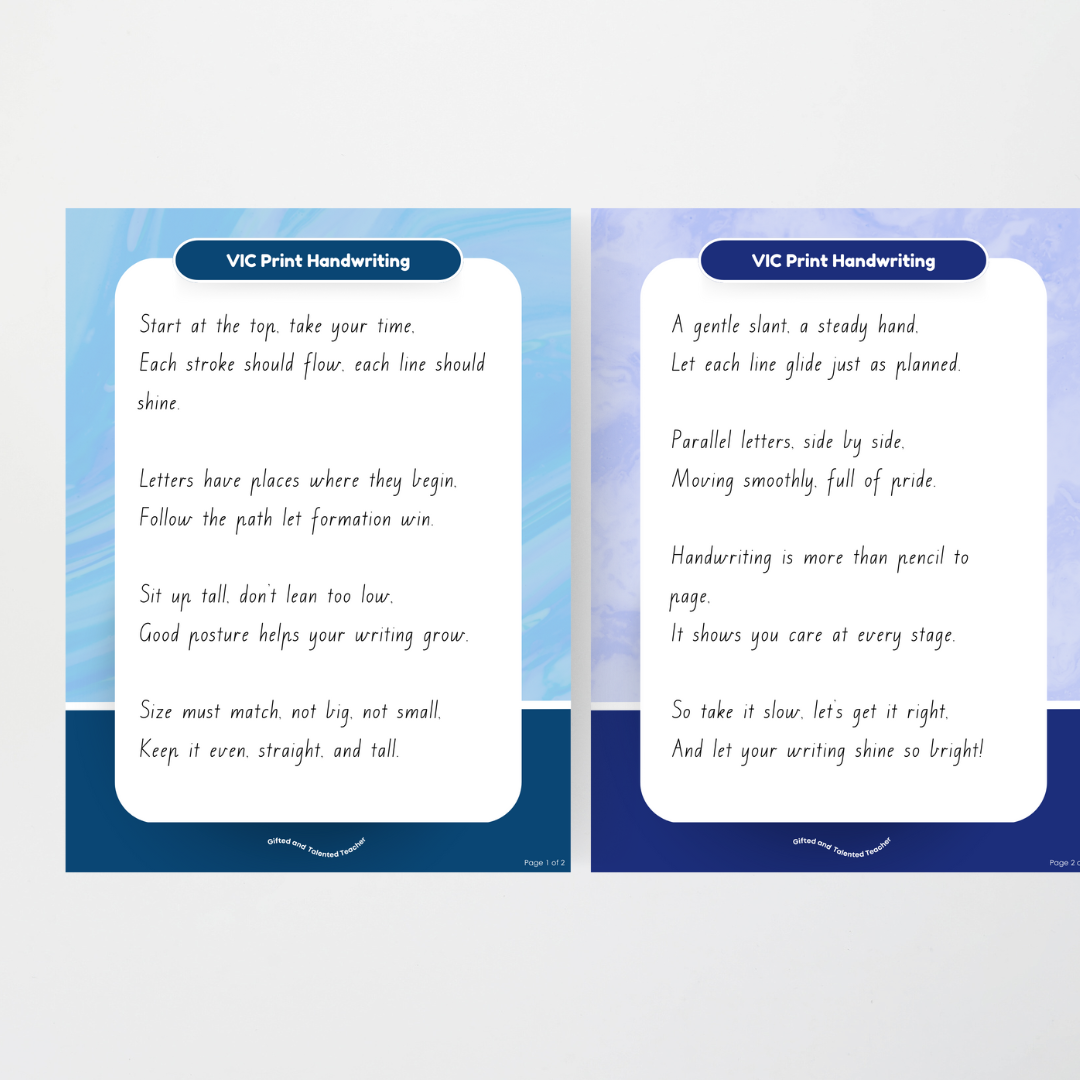 Victorian Print Font Handwriting Posters - Rainbow - Teacher Resources & Classroom Decor