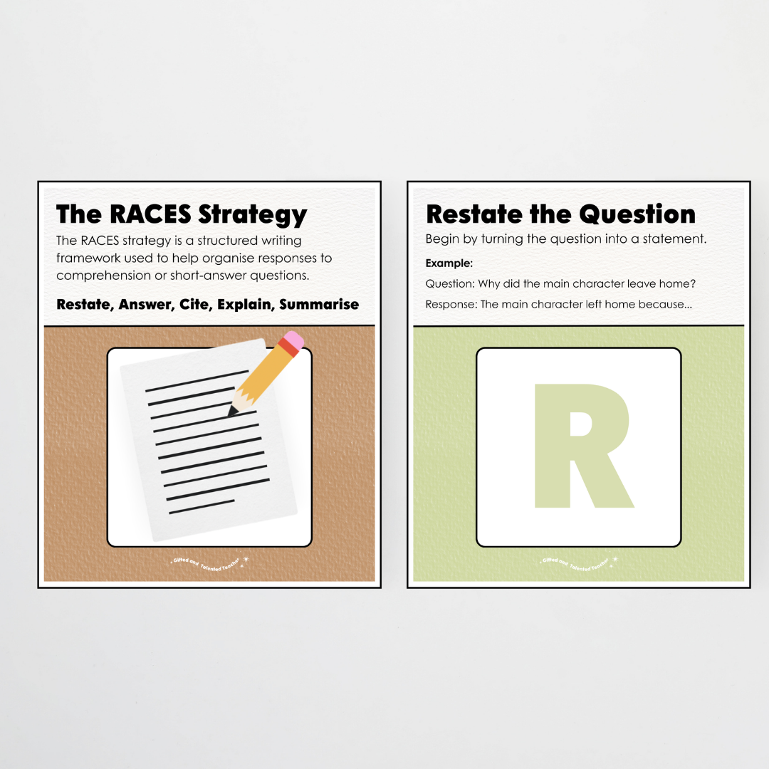 RACE Writing Strategy Poster Set - Woodland Classroom Decor - Teacher Resources & Classroom Decor