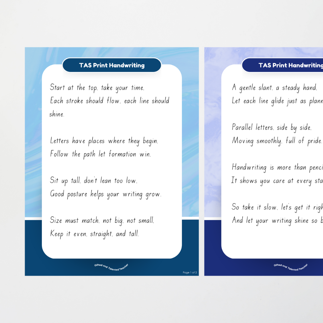 Tasmanian Print Font Handwriting Posters - Rainbow - Teacher Resources & Classroom Decor