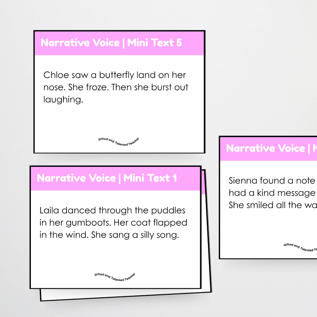 Narrative Voice Bundle: First Person, Second Person and Third Person - 45 Mini Texts Reading and Writing Activity - Teacher Resources & Classroom Decor