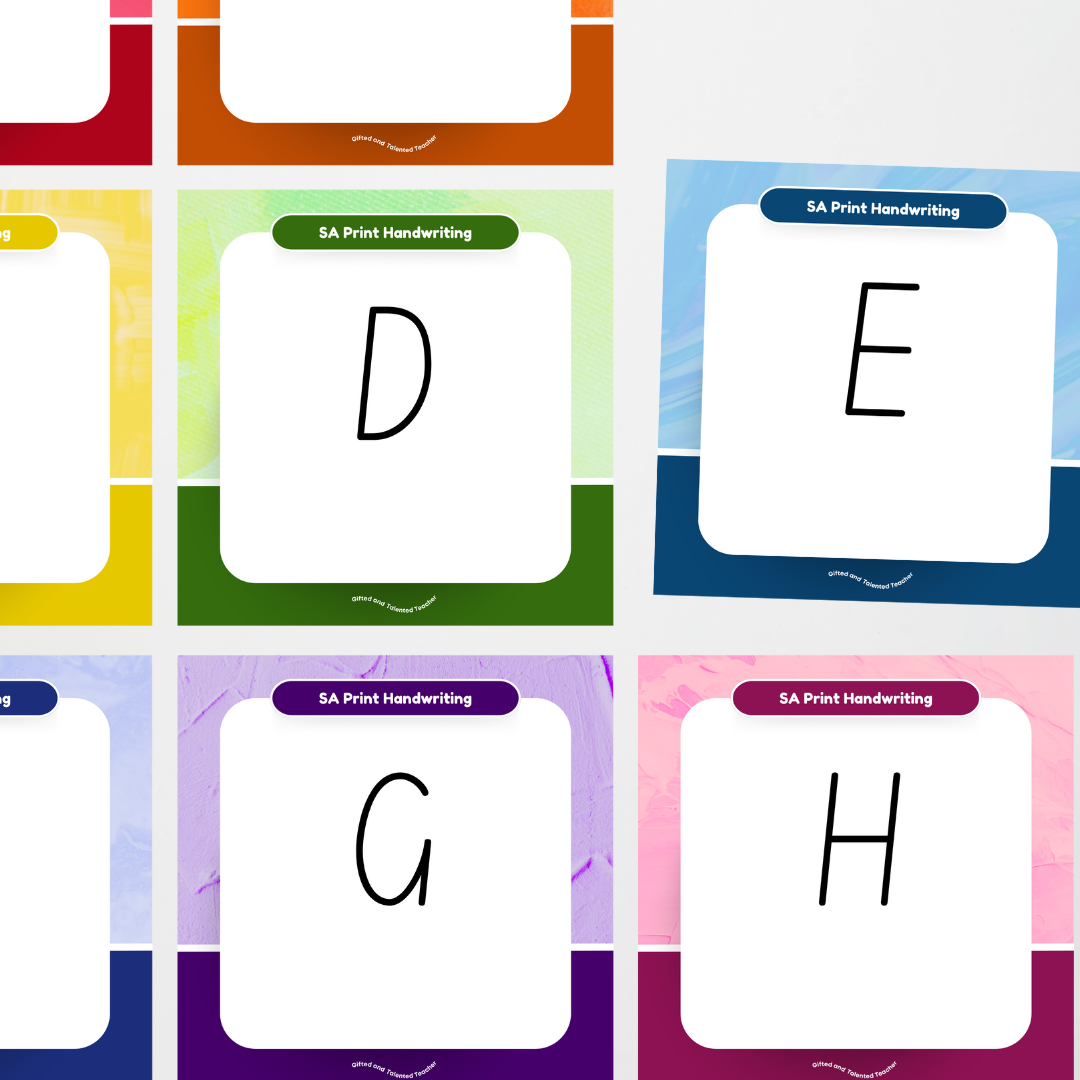 South Australian Print Font: Unlined Handwriting Posters - Rainbow