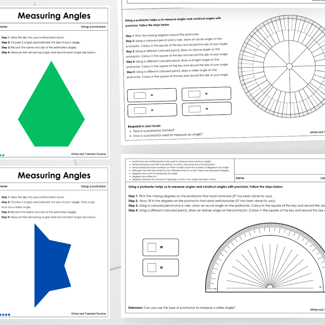 Measuring an angle: using a protractor - Student Activity