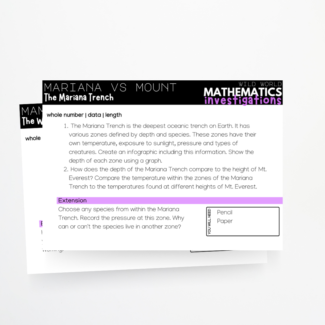 Volume 1: Wild World - Mathematics Investigations - Teacher Resources & Classroom Decor