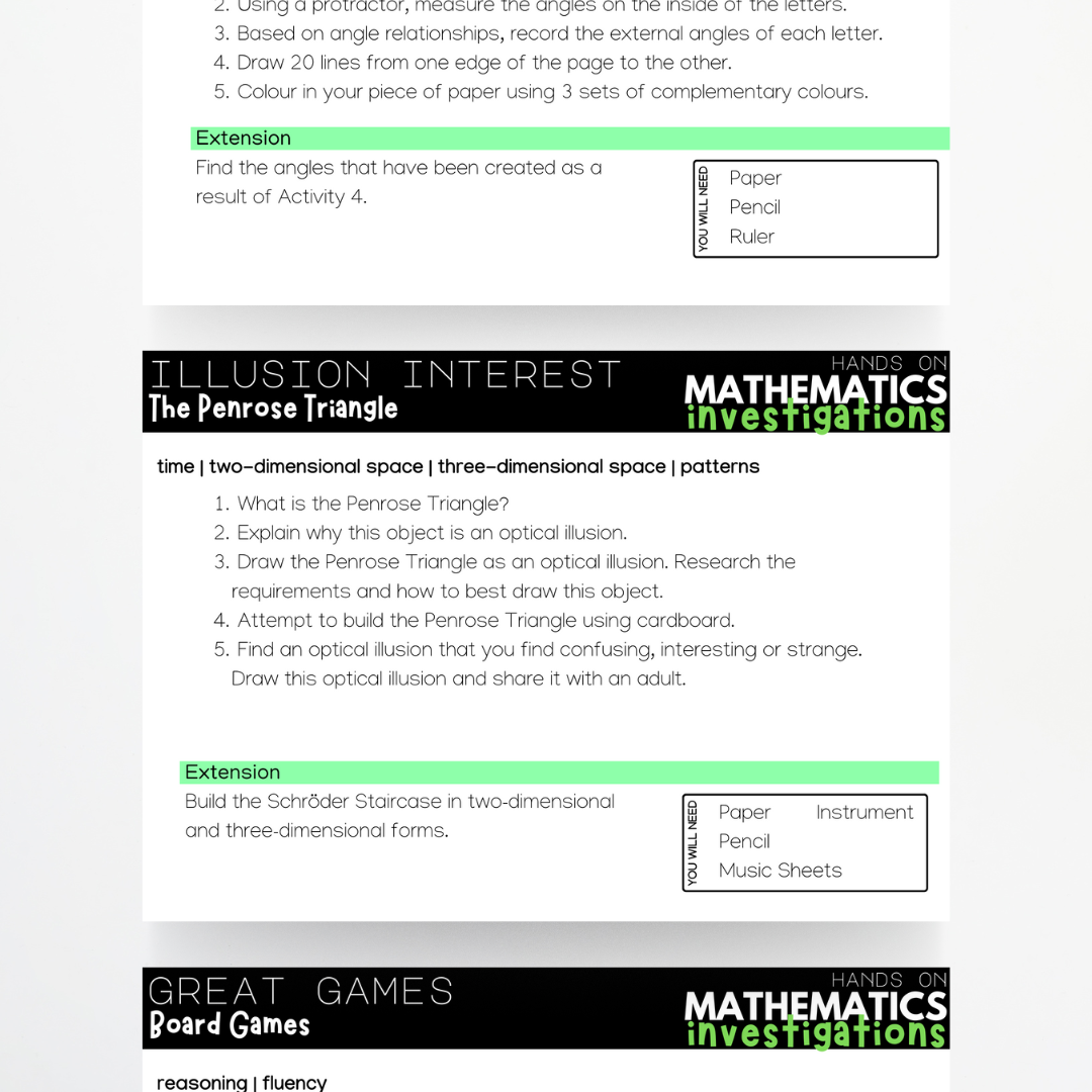 Volume 2: Hands On - Mathematics Investigations