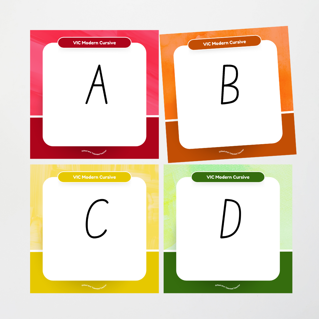 Victorian Modern Cursive Font: Unlined Handwriting Posters - Rainbow - Teacher Resources & Classroom Decor