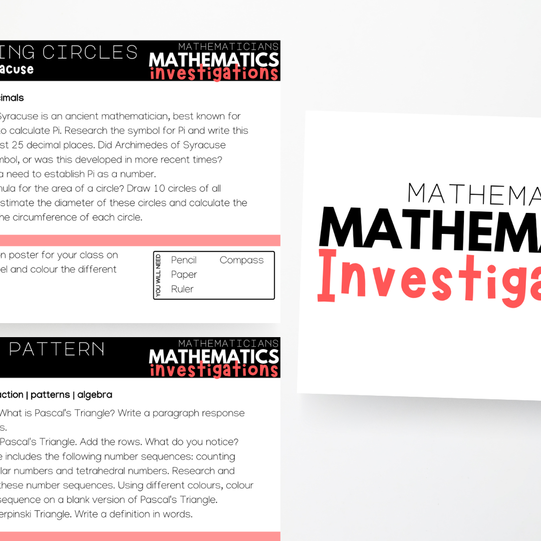 Volume 1: Mathematicians - Mathematics Investigations - Teacher Resources & Classroom Decor