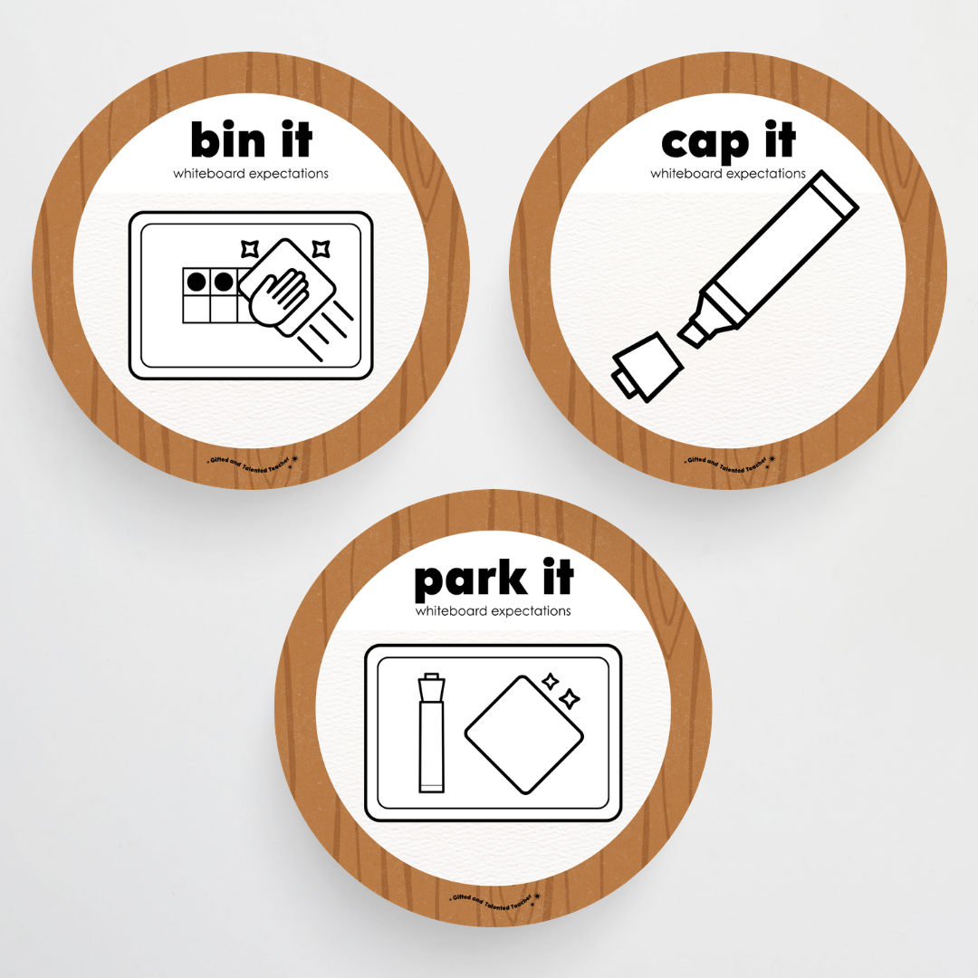 Mini Whiteboard Expectations, Prompts and Cues: Circle Icons - Back To School Classroom Decor