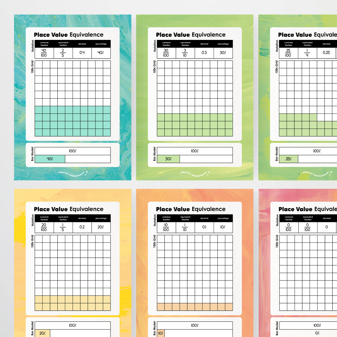 Place Value Equivalence Posters: Benchmark Fractions - Sea Life Classroom Decor