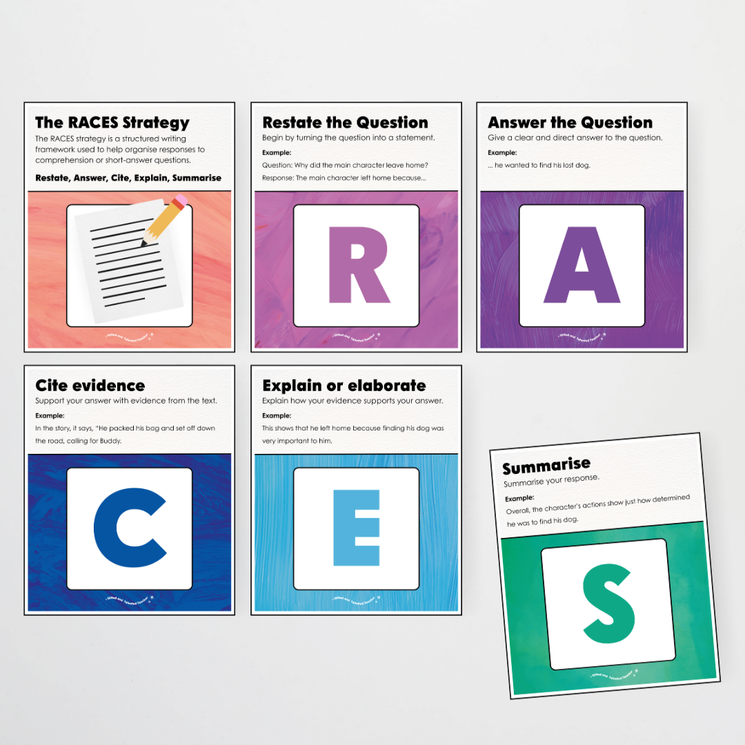 RACES Writing Strategy Poster Set - Insect Life Classroom Decor - Teacher Resources & Classroom Decor