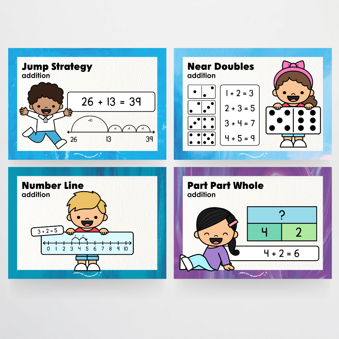 Addition Strategy Posters: Lower Grades Maths Wall Display - Australian Fauna and Flora Classroom Decor