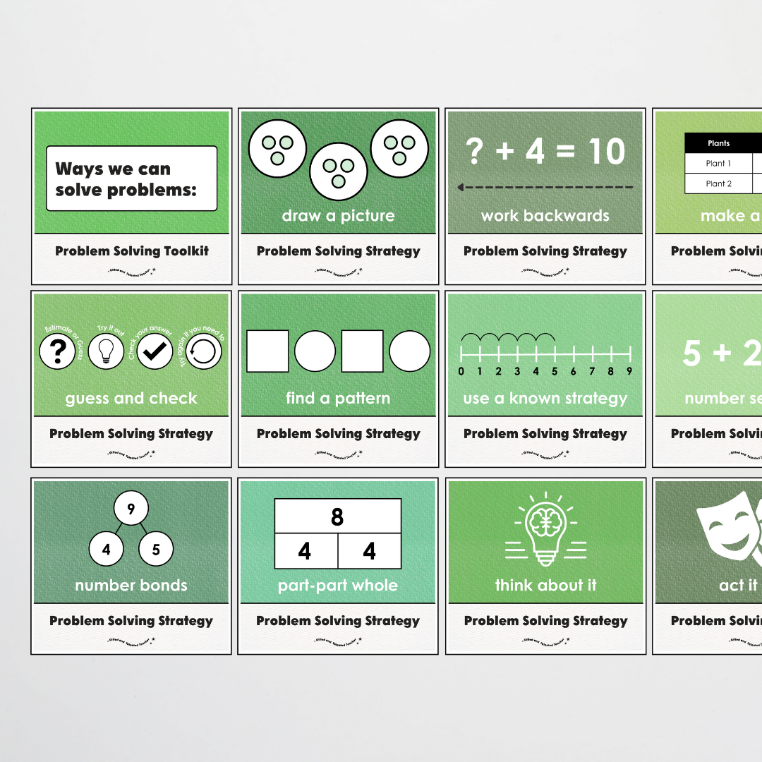 Lower Grades Problem Solving Strategy Toolkit - Leafy Greens Classroom Decor