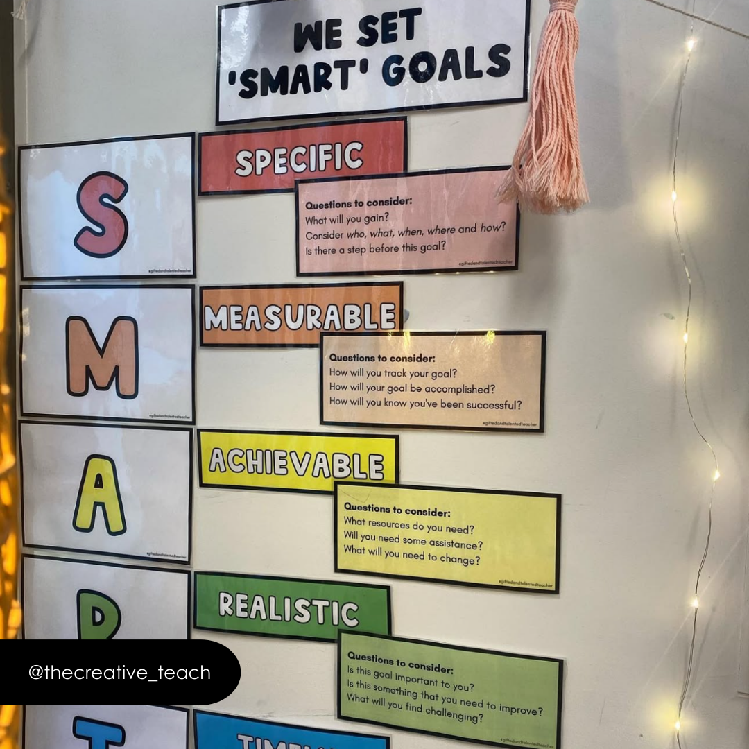 SMART Goal Setting: Wall Display - Rainbow Classroom Decor - Teacher Resources & Classroom Decor
