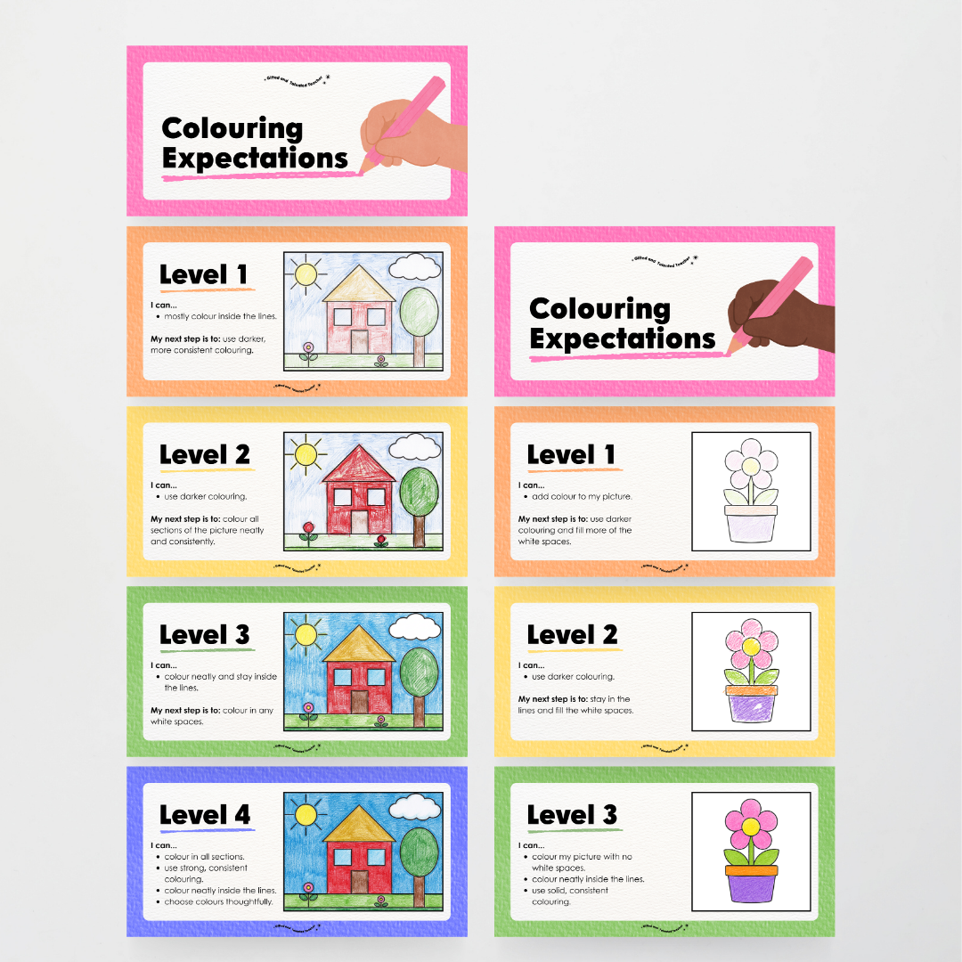 Colouring / Coloring Expectations Classroom Wall Display - Rainbow Classroom Decor