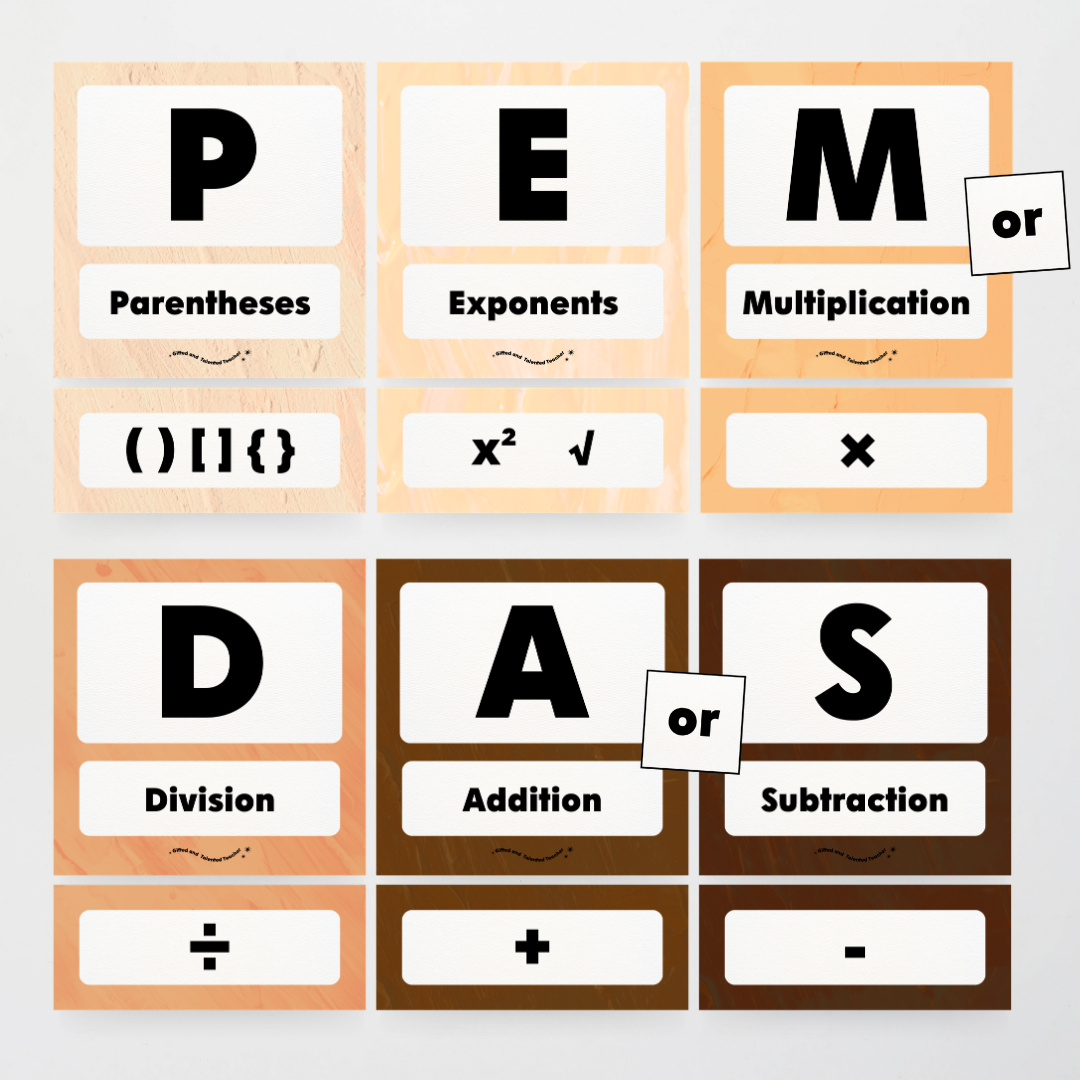 PEMDAS Order of Operations - Neutral Classroom Decor - Teacher Resources & Classroom Decor