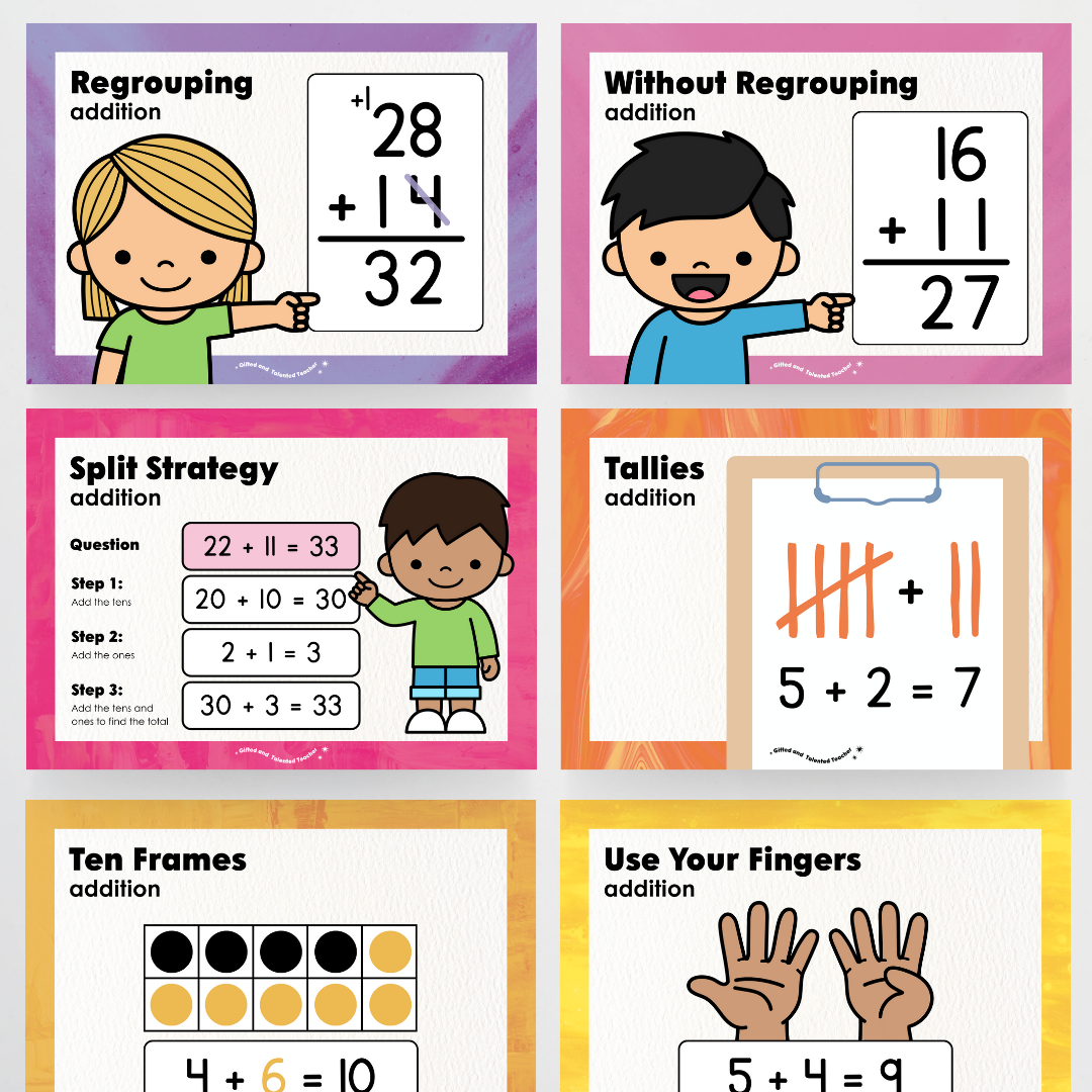 Addition Strategy Posters: Lower Grades Maths Wall Display - Australian Fauna and Flora Classroom Decor