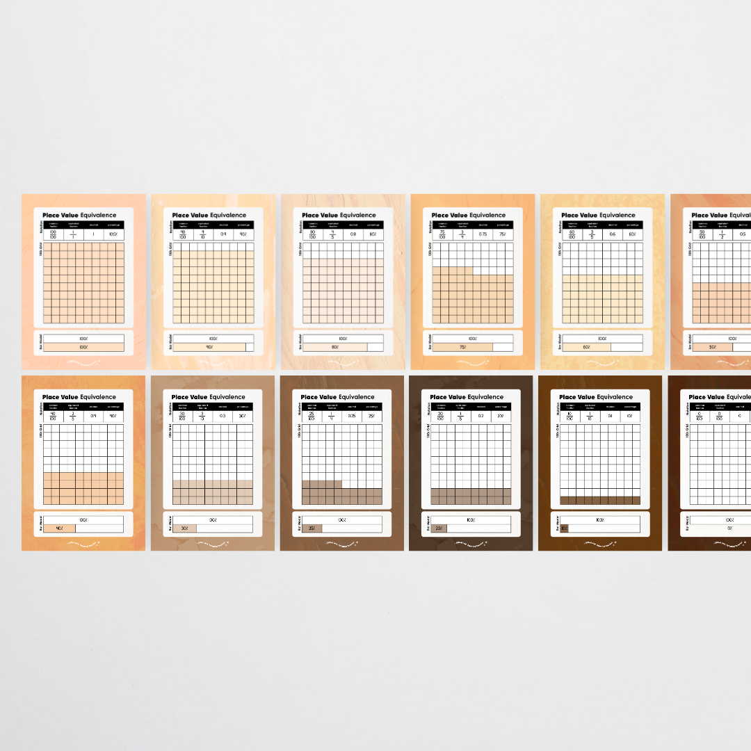 Place Value Equivalence Posters: Benchmark Fractions - Neutral Classroom Decor