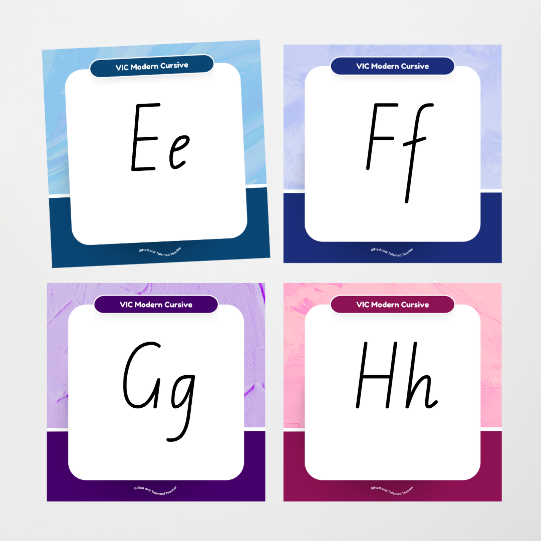 Victorian Modern Cursive Font: Unlined Handwriting Posters - Rainbow - Teacher Resources & Classroom Decor