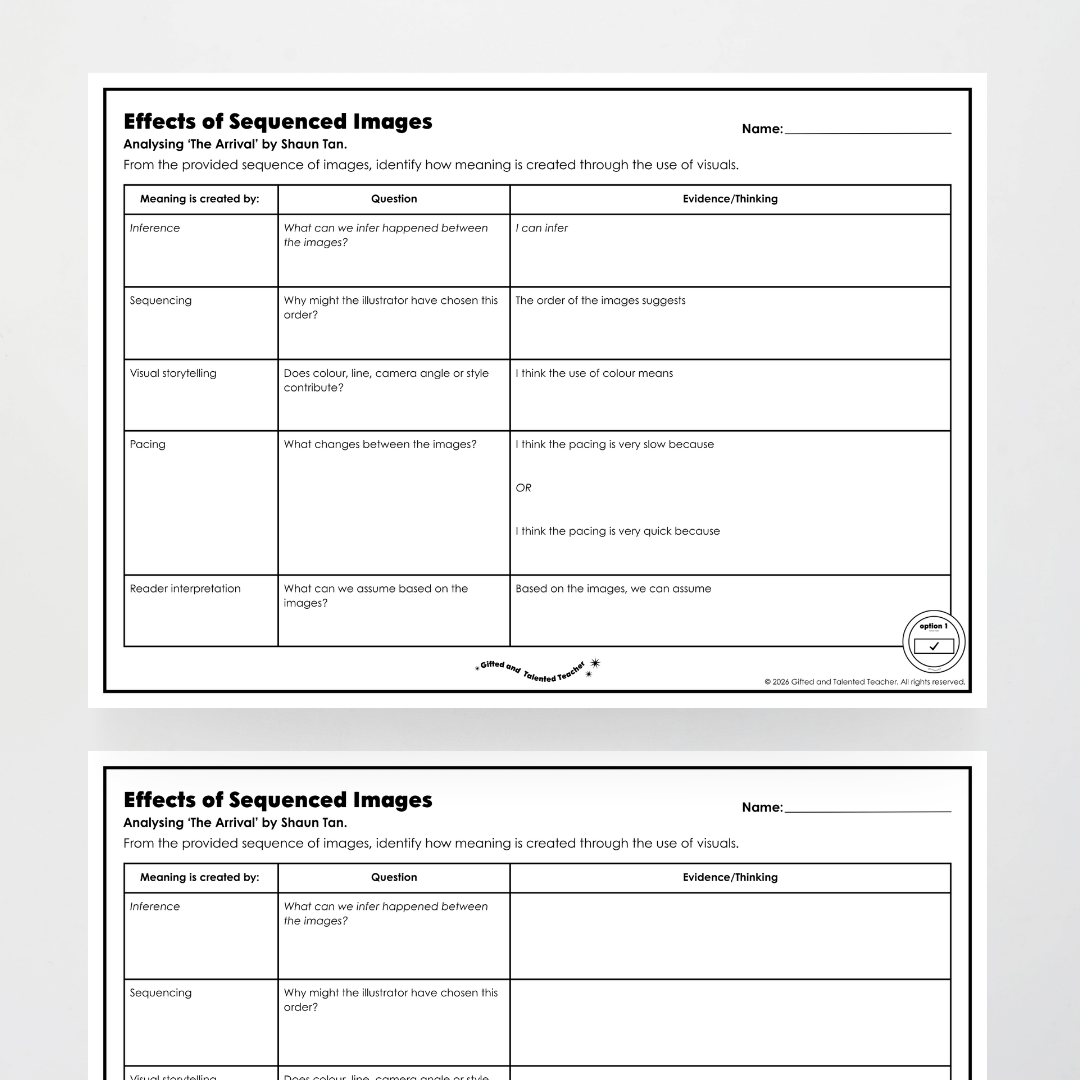 Year 5: Comprehending Wordless Picture Books Activity and Teacher Resource