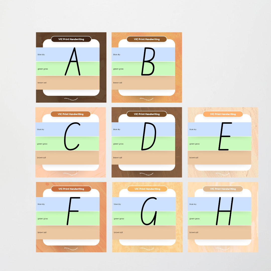 Victorian Print Font: Sky, Grass, Soil Handwriting Posters - Neutral