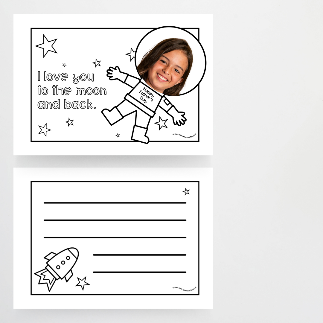 Space-Themed Father's Day Cards for the Classroom