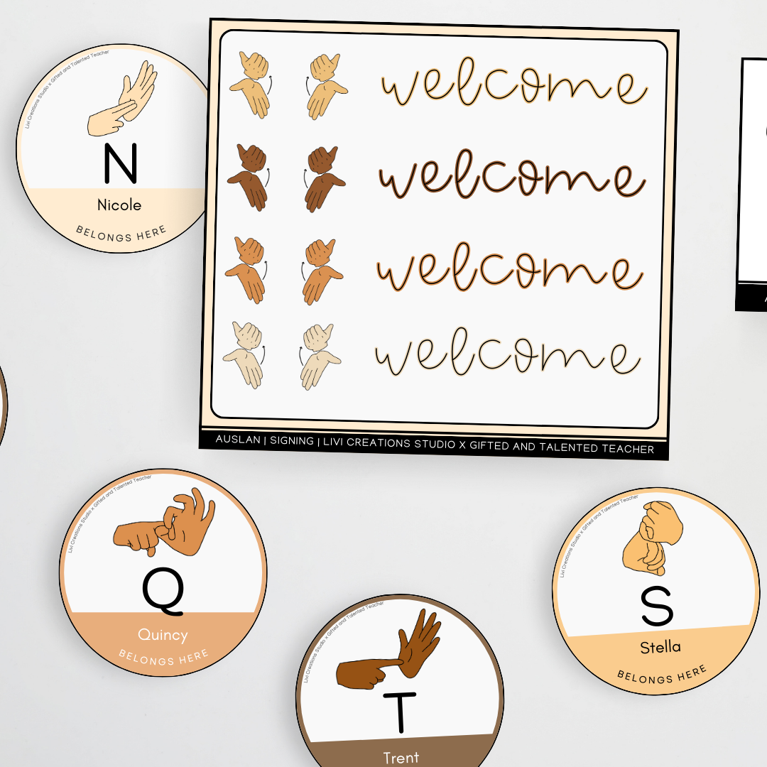 Livi Creations Studio: Auslan Welcome Door Display - Auslan Classroom Decor - Teacher Resources & Classroom Decor