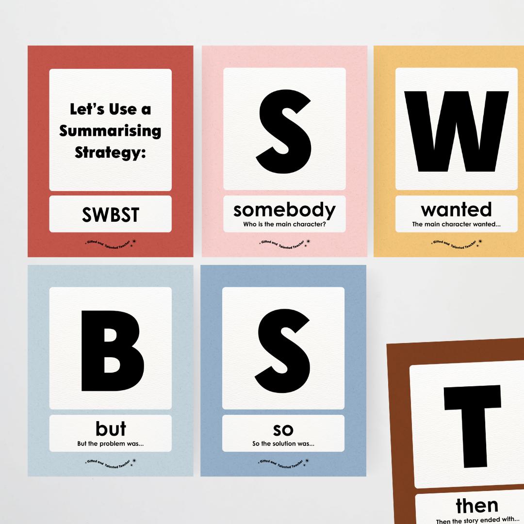 Summarising the Text: SWBST Somebody, Wanted, But, So Then - Little Circus Classroom Decor