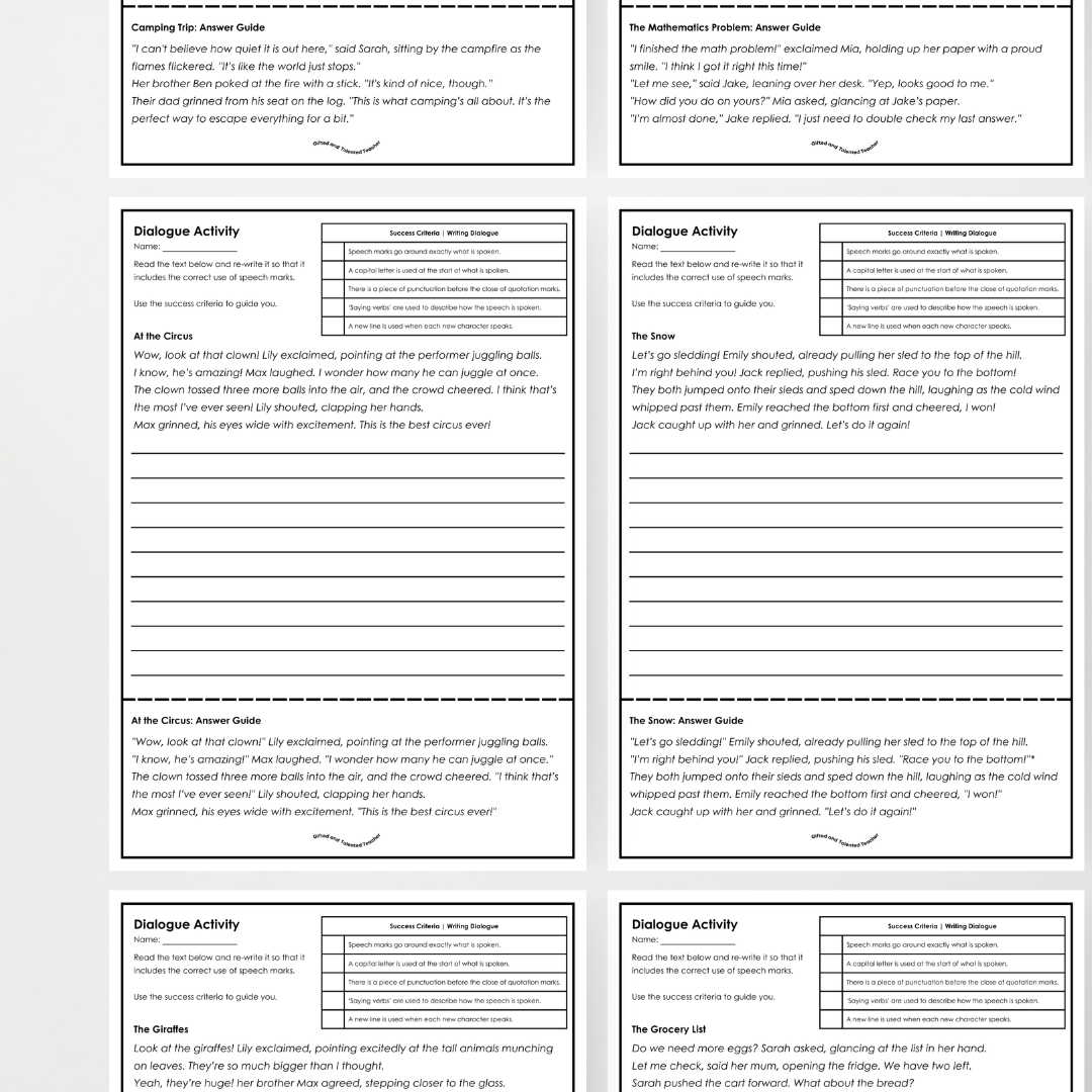 Dialogue Activity - Speech Marks Editing - Teacher Resources & Classroom Decor