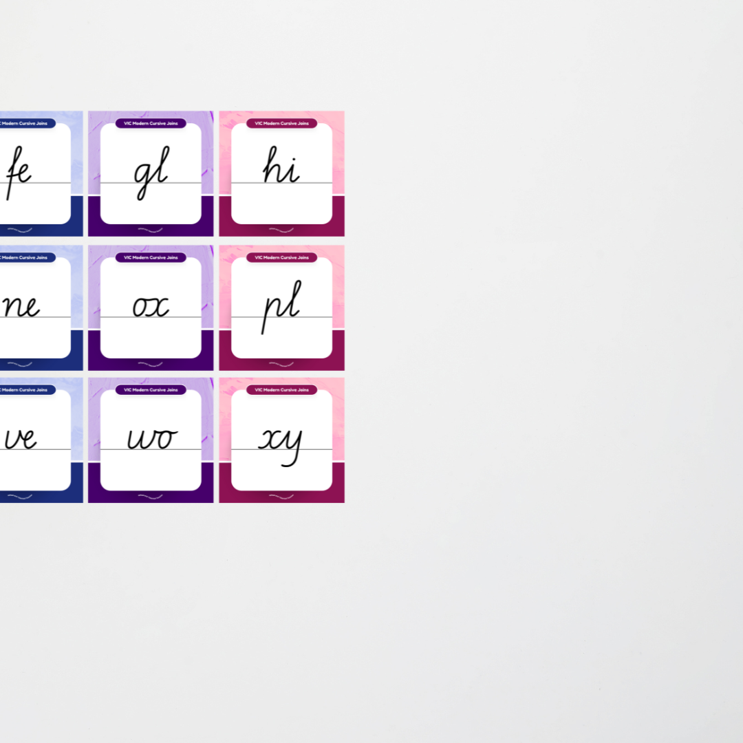 Victorian Modern Cursive Speed Loops: Lined Handwriting Posters - Rainbow - Teacher Resources & Classroom Decor