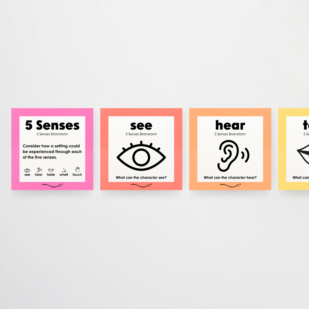 5 Senses Brainstorm Posters - Rainbow Classroom Decor