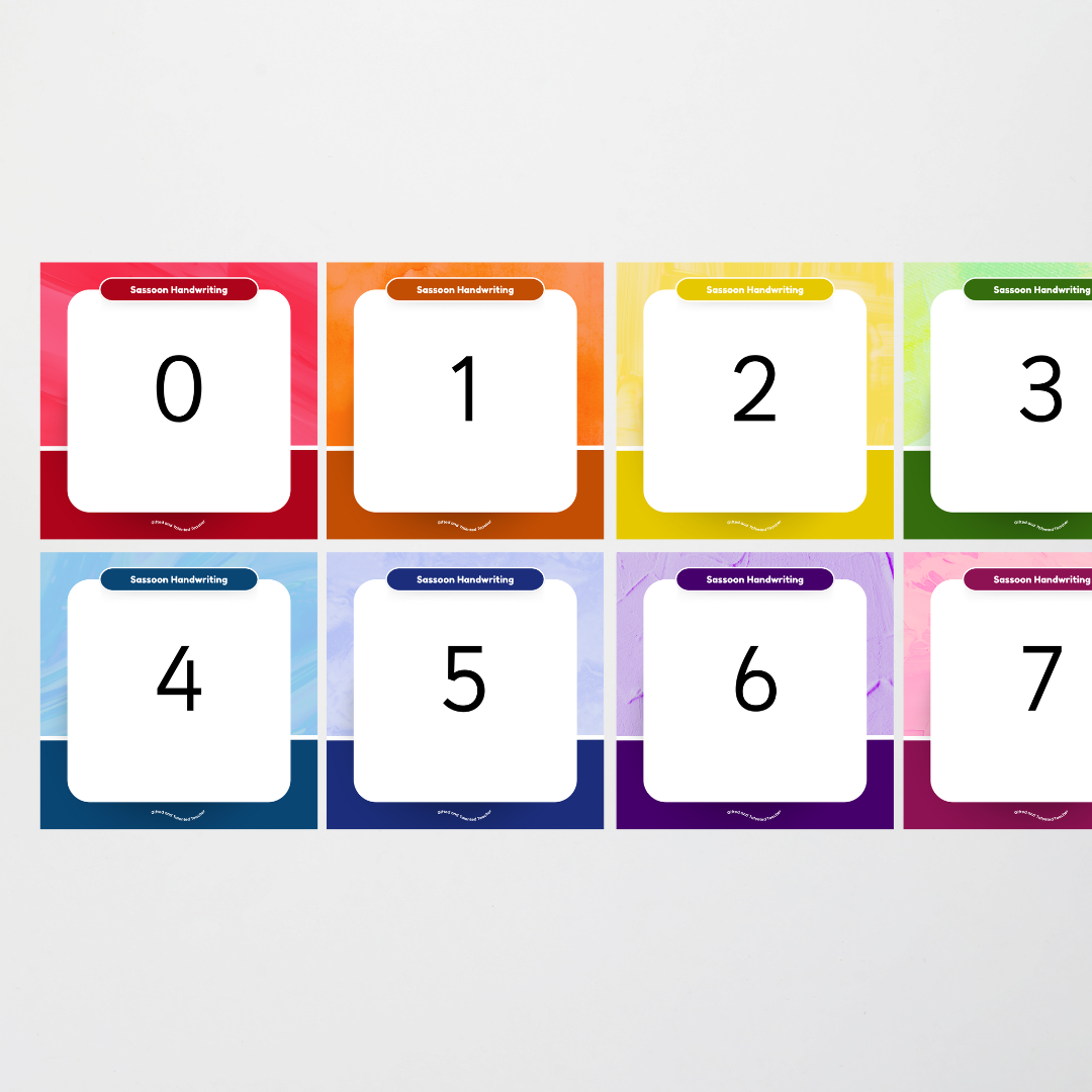 Sassoon Font: Unlined Handwriting Posters - Rainbow - Teacher Resources & Classroom Decor