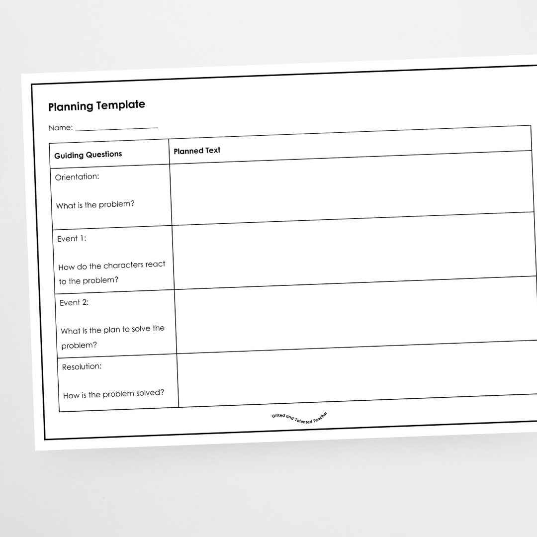 Planning Template: Imaginative Text Scaffold