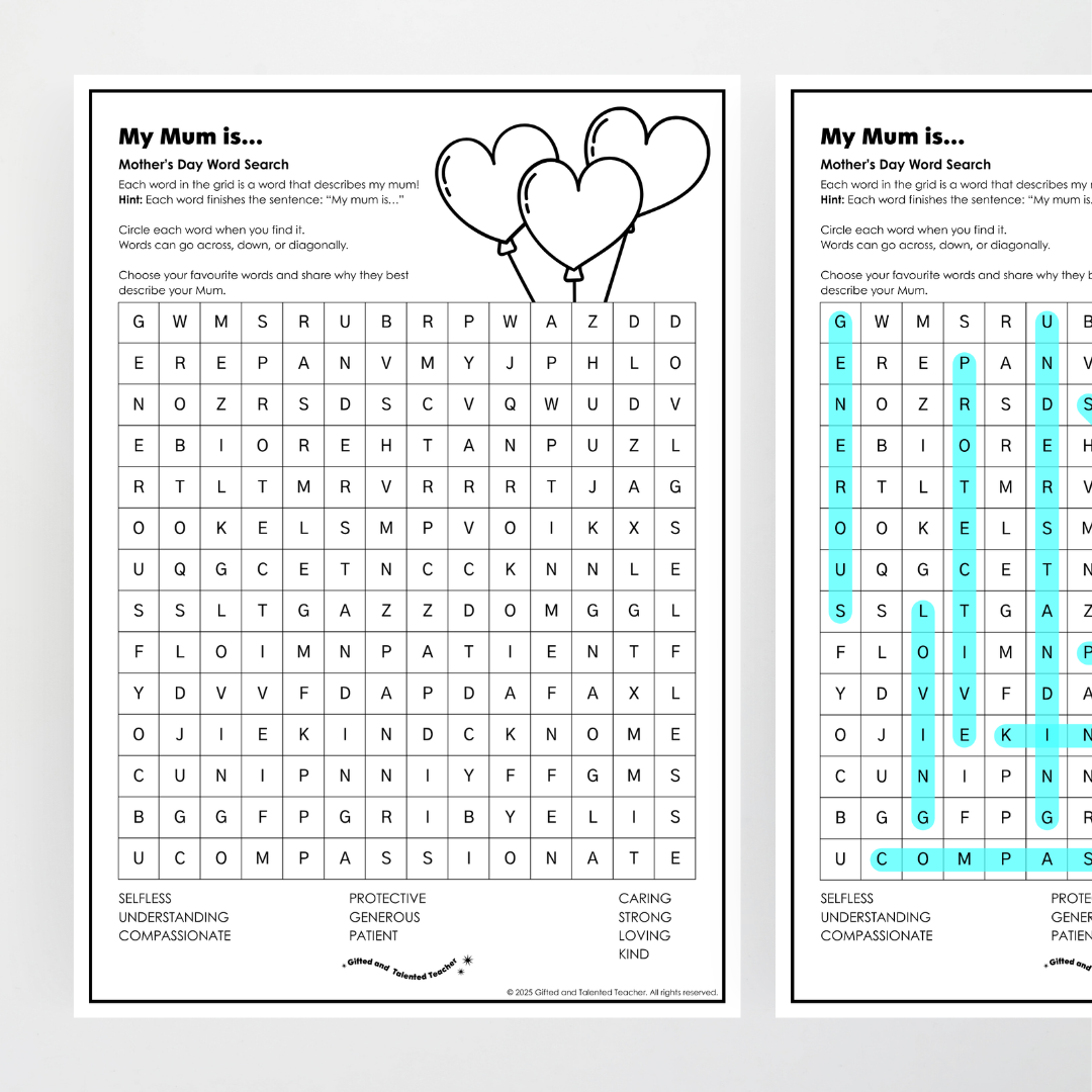 Mother’s Day Word Search Activity - Teacher Resources & Classroom Decor