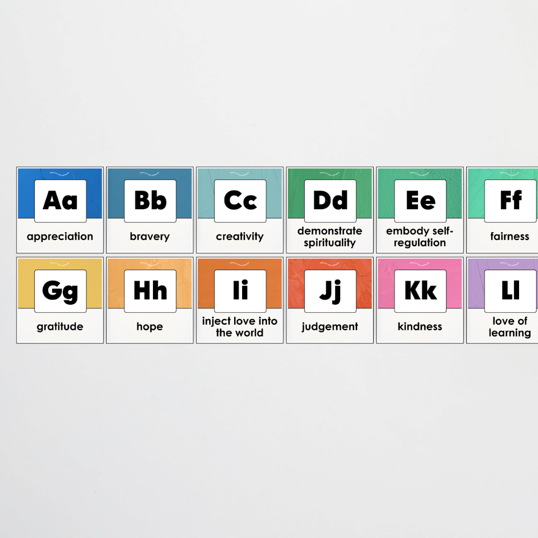 A-Z Character Strengths - North America Classroom Decor