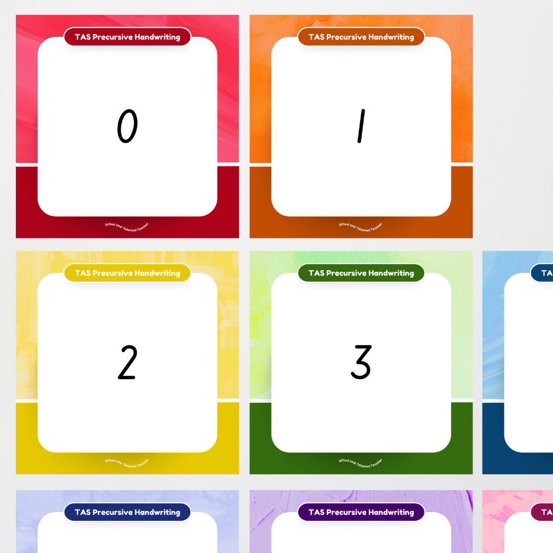 Tasmanian Precursive Font: Unlined Handwriting Posters - Rainbow - Teacher Resources & Classroom Decor