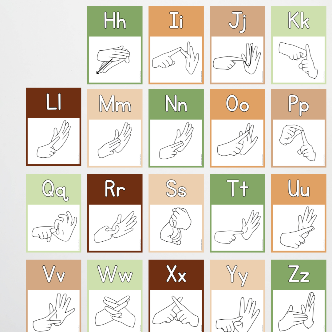 Auslan Alphabet Posters - Woodland Classroom Decor - Teacher Resources & Classroom Decor