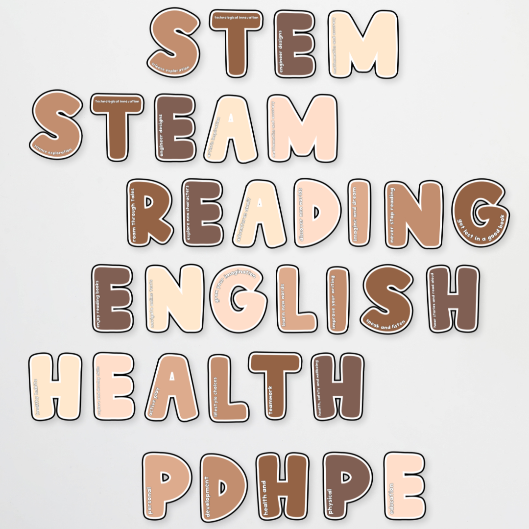 Subject Lettering - Neutral Classroom Decor - Teacher Resources & Classroom Decor