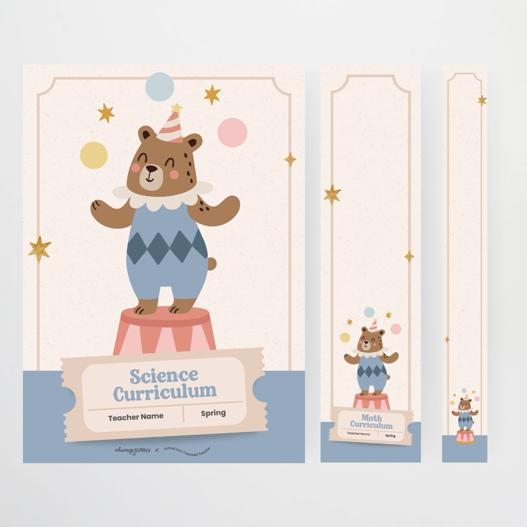 Binder Covers Circus Animals - Little Circus Classroom Decor