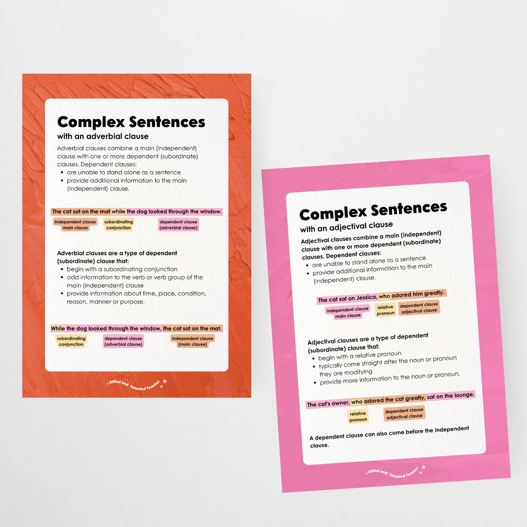 Sentence Structure Posters: Simple, Compound and Complex - North America Classroom Decor - Teacher Resources & Classroom Decor