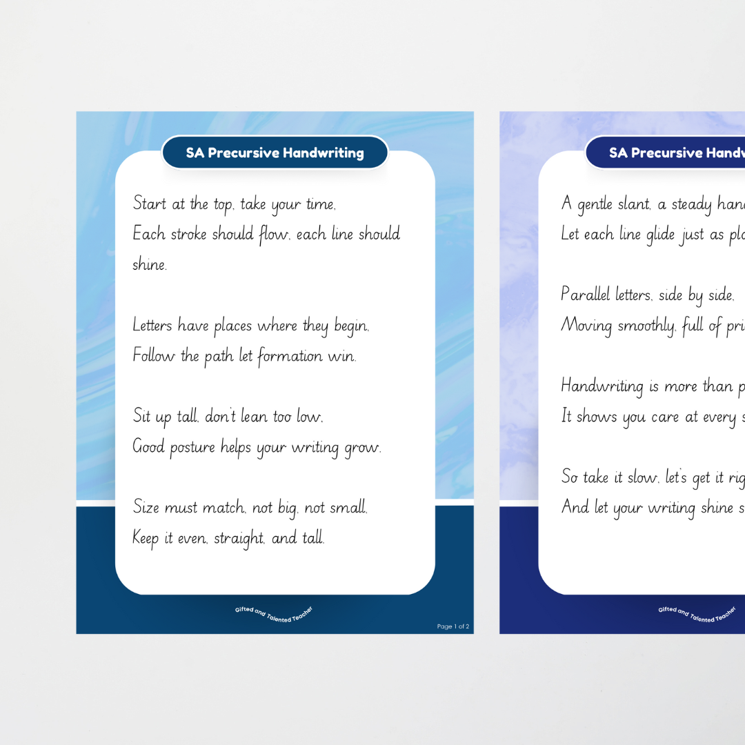 South Australian Precursive Font Handwriting Posters - Rainbow - Teacher Resources & Classroom Decor