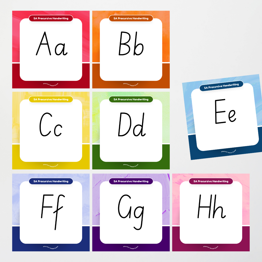 South Australian Precursive Font: Unlined Handwriting Posters - Rainbow