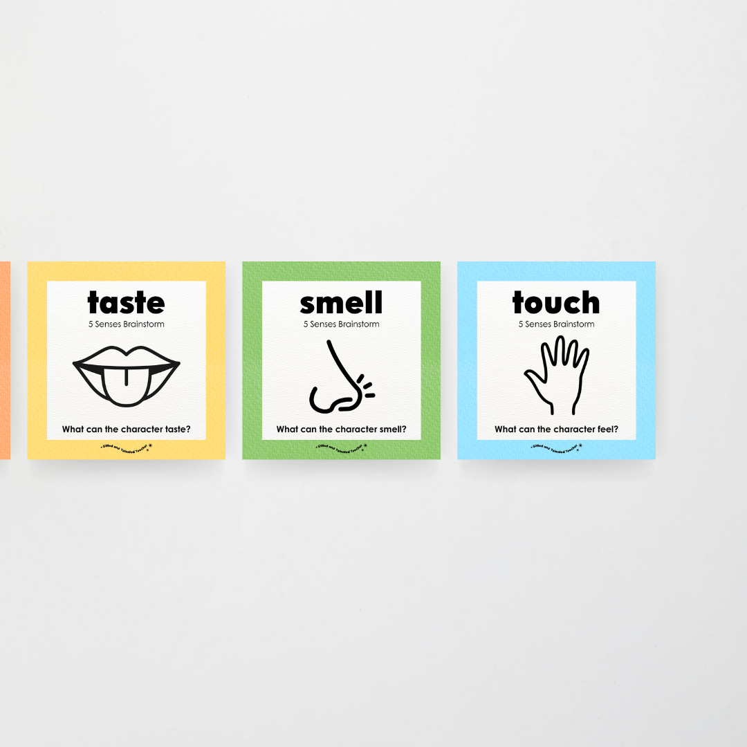 5 Senses Brainstorm Posters - Rainbow Classroom Decor