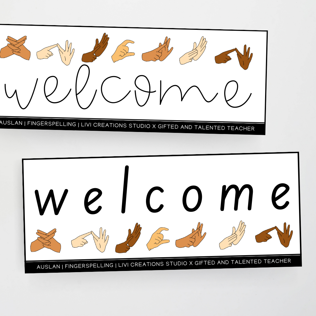 Livi Creations Studio: Auslan Welcome Door Display - Auslan Classroom Decor - Teacher Resources & Classroom Decor