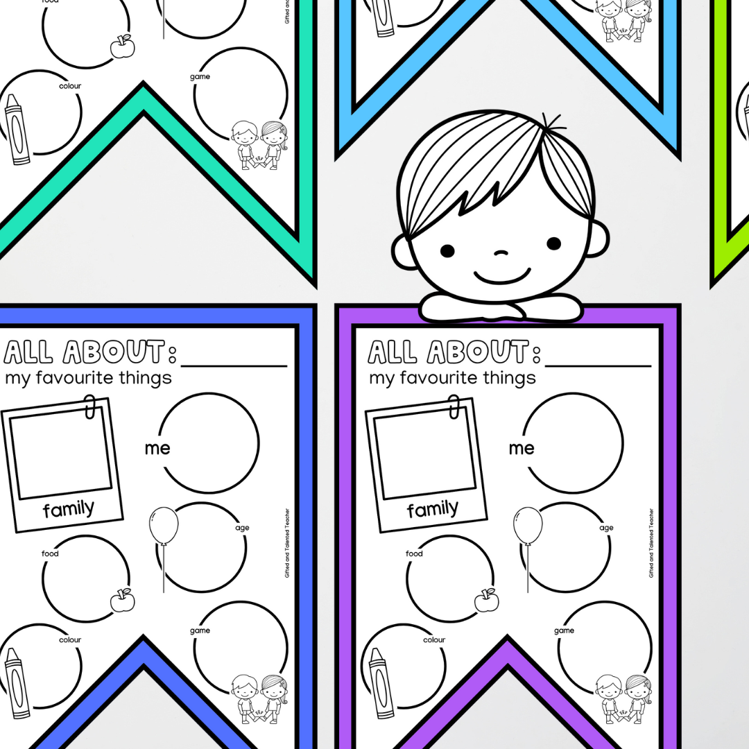 Back to School - All About Me: Slides and Flag Bunting Activity - Lower Grades - Teacher Resources & Classroom Decor