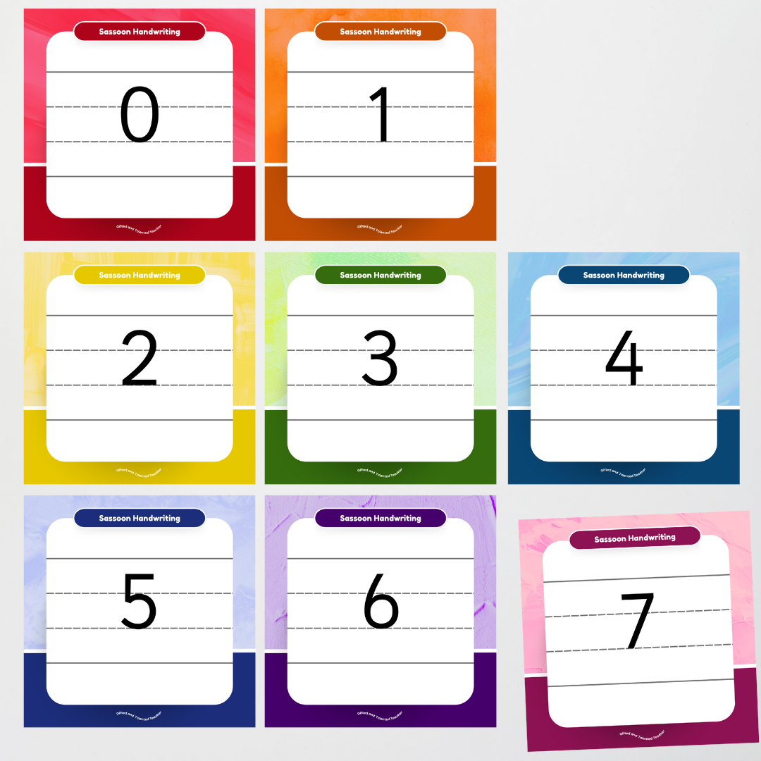 Sassoon Font: Lined Handwriting Posters - Rainbow - Teacher Resources & Classroom Decor