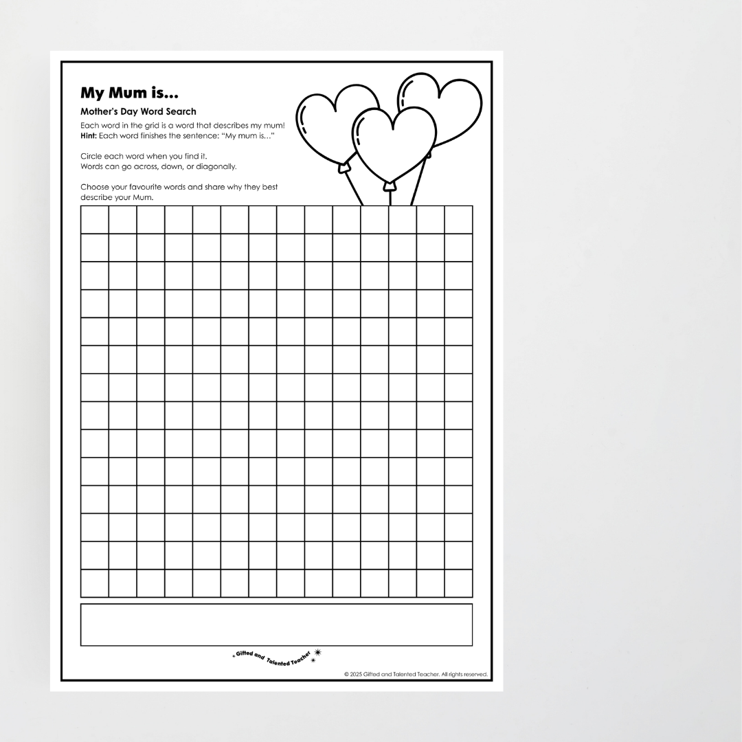 Mother’s Day Word Search Activity - Teacher Resources & Classroom Decor
