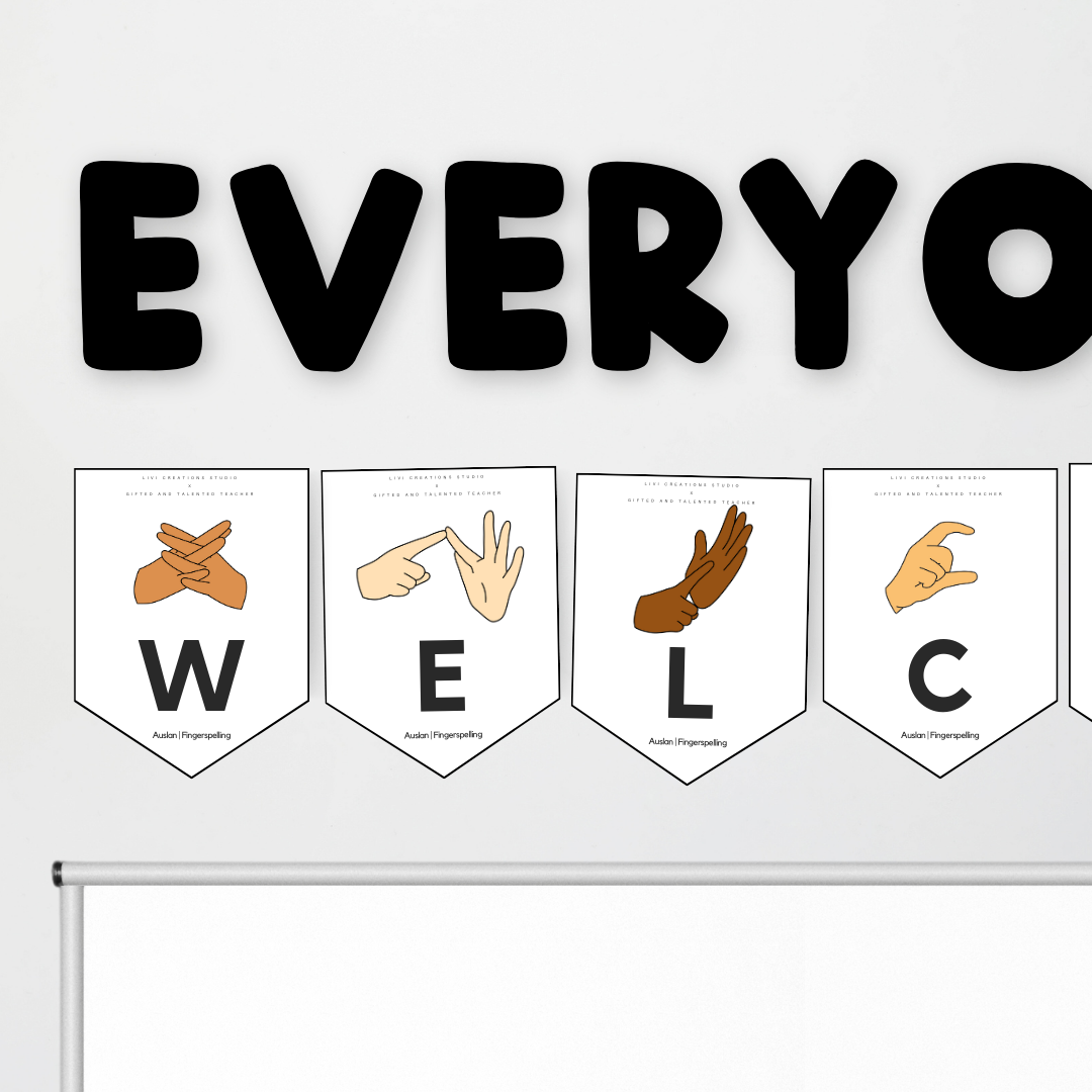 Livi Creations Studio: Auslan 'Everyone is WELCOME' - Auslan Classroom Decor
