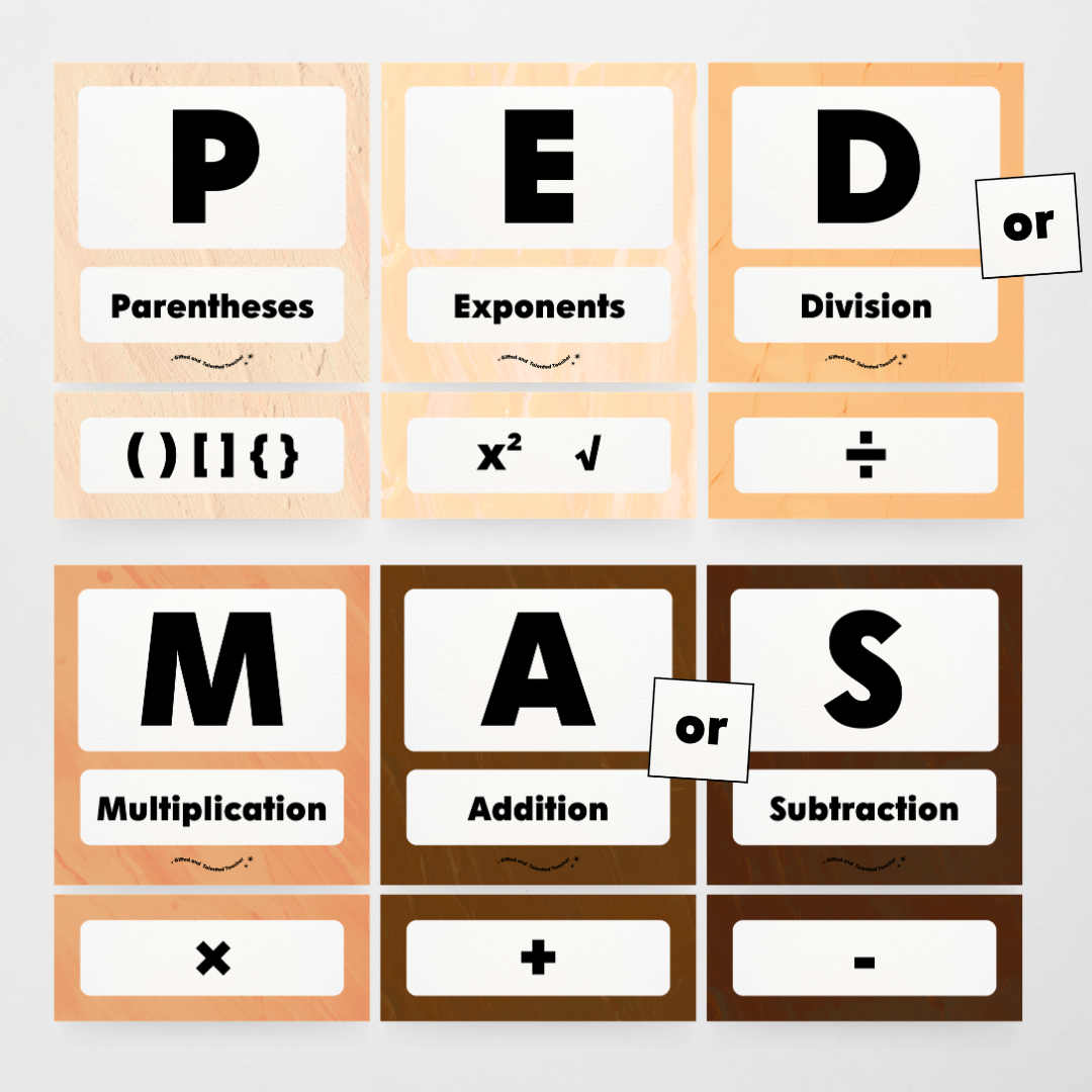 PEDMAS Order of Operations - Neutral Classroom Decor - Teacher Resources & Classroom Decor