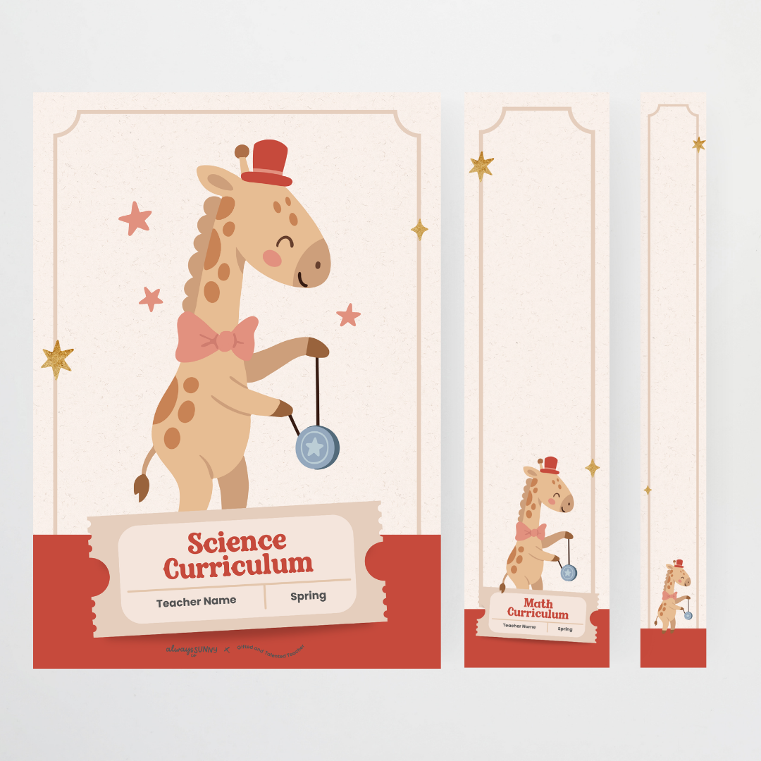 Binder Covers Circus Animals - Little Circus Classroom Decor